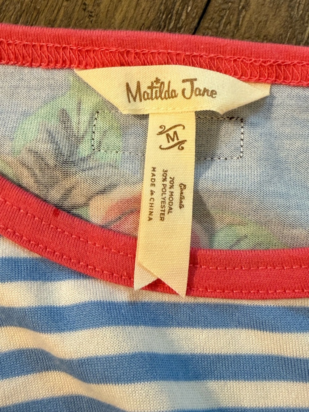Matilda Jane Women’s Medium Floral Stripe Ruffle Pajama Lounge Set - Picture 11 of 12